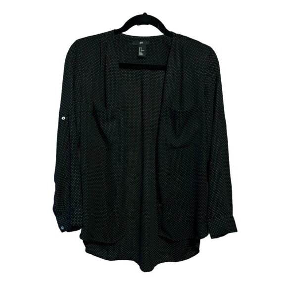 H&M Black w/ White Polka Dots Button-Up Blouse - Picture 1 of 3